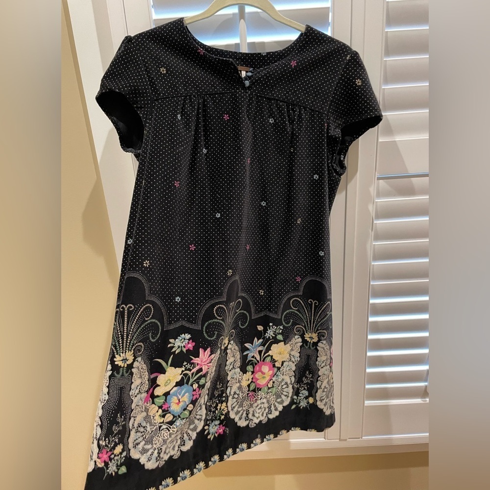 Free People A Line Dress Black Polka Dot Floral- Small - Picture 3 of 10